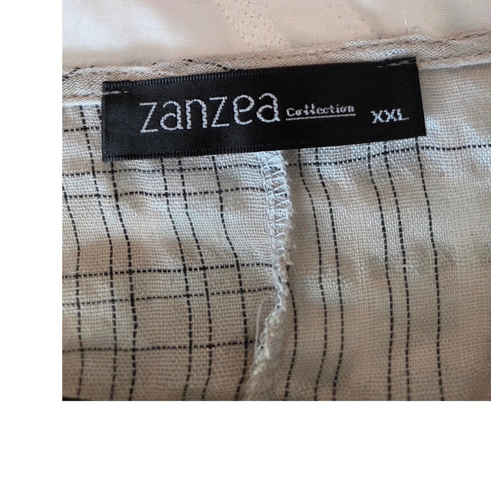 Zanzea Lagenlook Beige Tunic Top XXL Cotton Oversized Plaid Boho Loose Fit - Picture 2 of 14